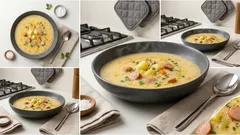 Kartoffelsuppe wie bei Muttern – cremig aus einem Topf mit Geflügelwürstchen