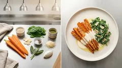 Gebackene Möhren mit Sesamspinat – einfach aus dem Ofen und herrlich cremig