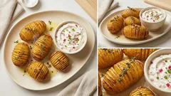 Knusprige Kartoffelfächer aus dem Ofen – mit frischem Radieschen‑Frischkäse