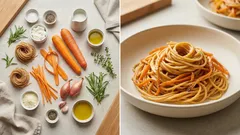 Möhrenspaghetti in cremiger Kräutersauce – schnell mit Dinkel-Vollkornspaghetti